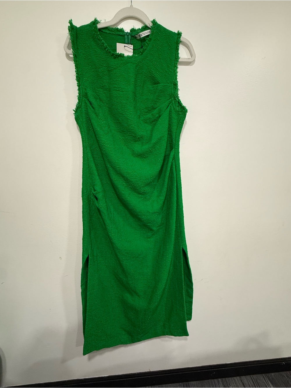 Zara Vibrant Green Sleeveless Midi Dress with Side Slits